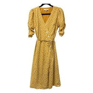 Floral yellow midi wrap dress size M